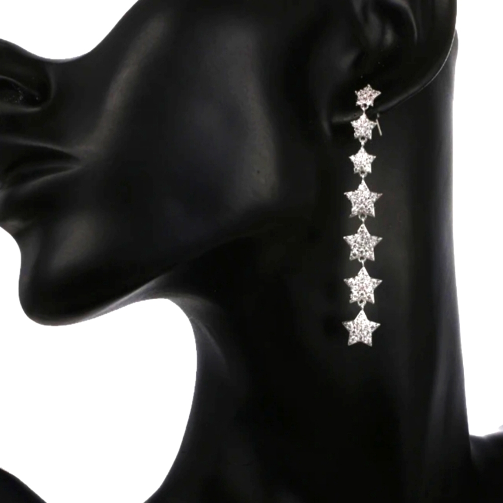 BIG SALE❣️Gorgeous Linear STARS Micro Pave CZs EARRINGS